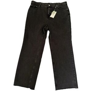 ONLY Carmakoma Women Jeans 48x32 Black Denim High Waist Straight Carriley NWT